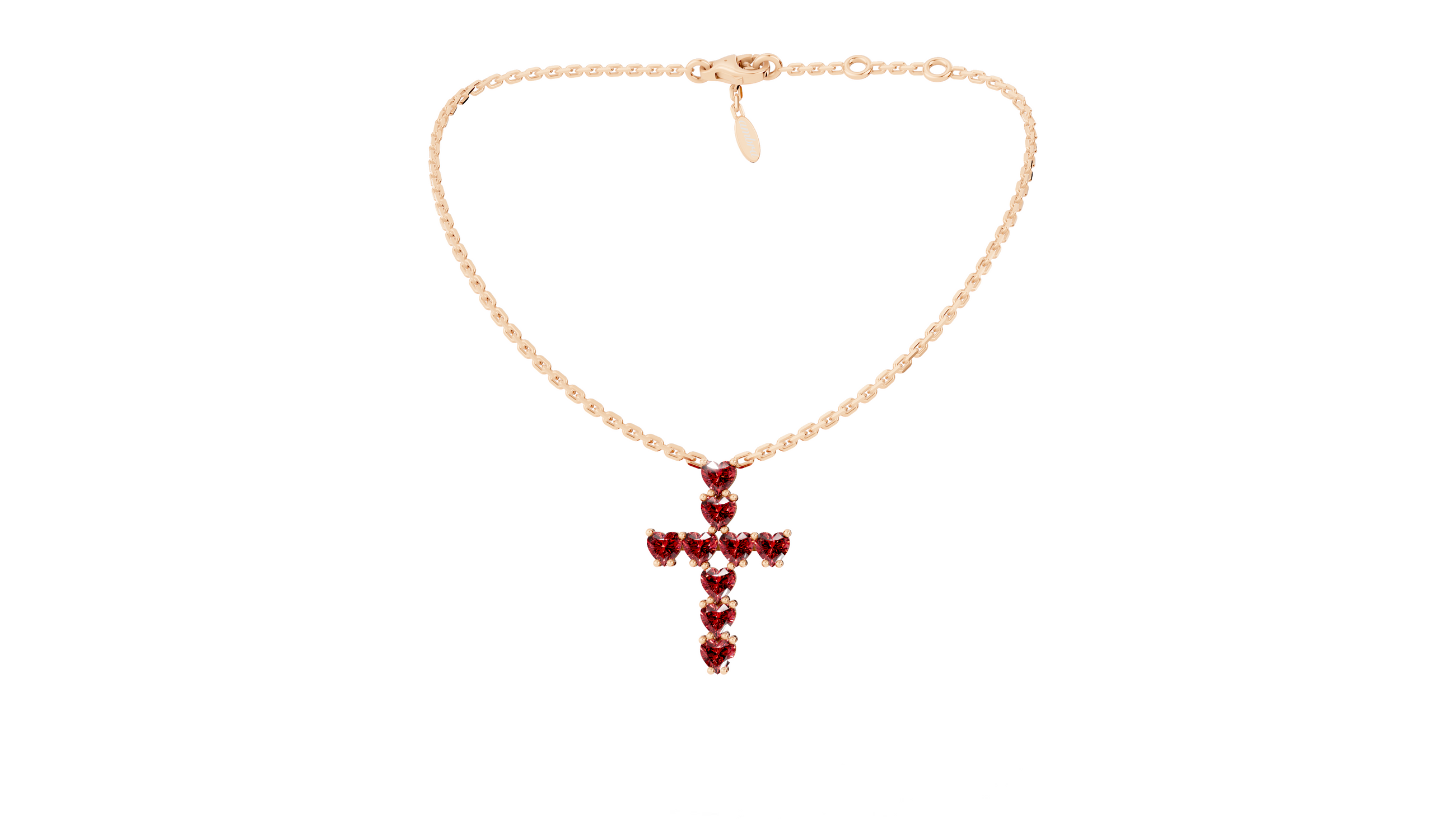 Collier Cross Hearts Red