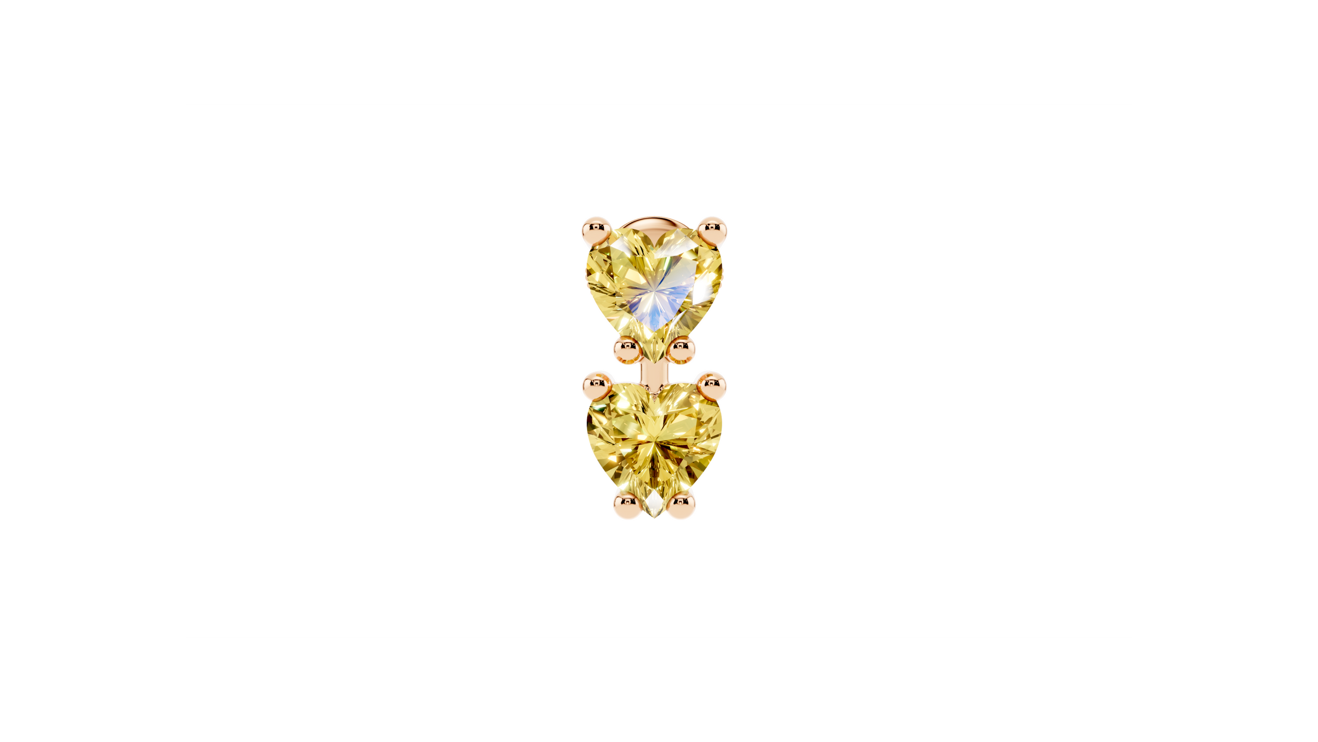 Boucle d'oreille Double Hearts Yellow