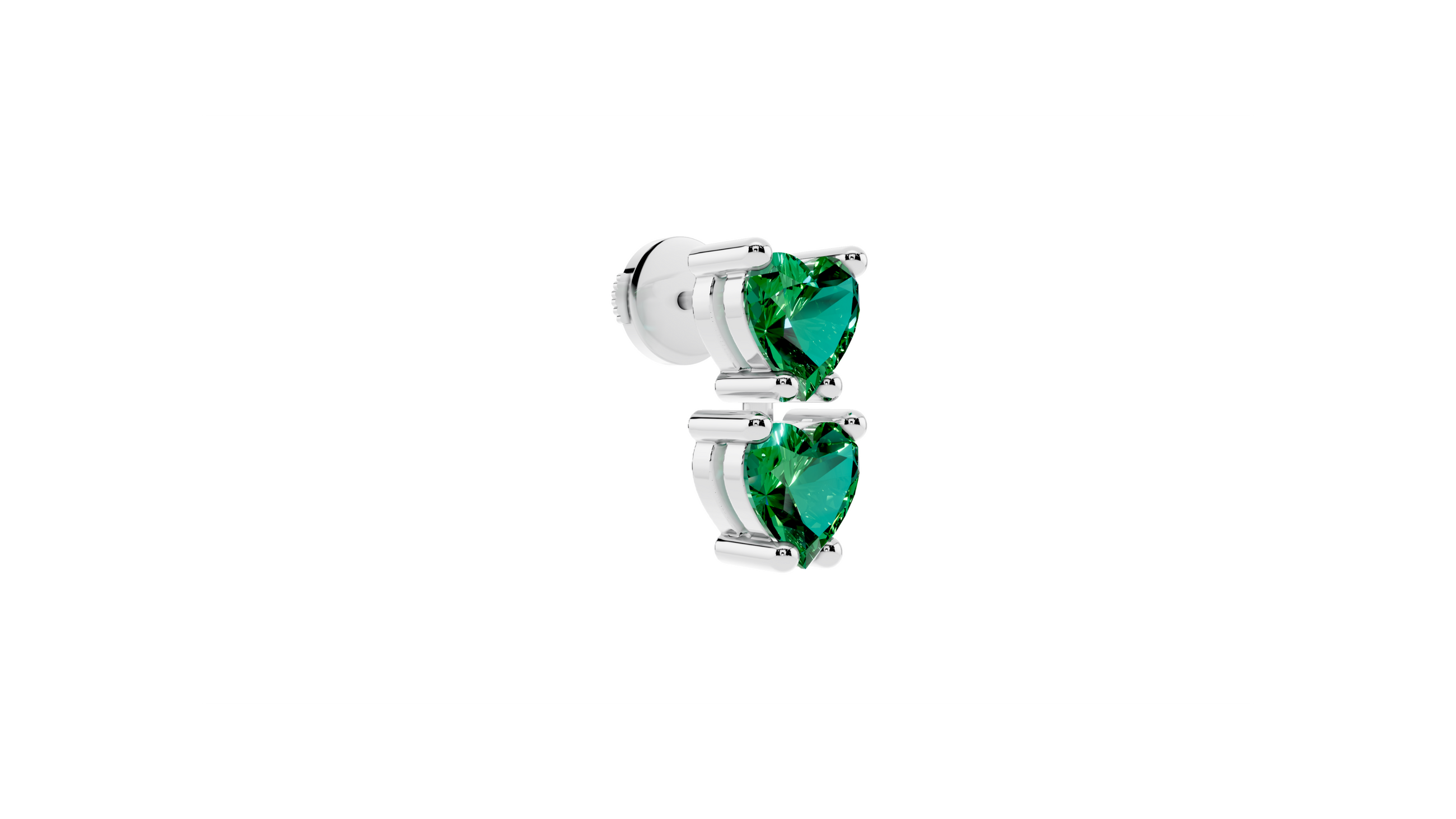 Boucle d'oreille Double Hearts Green