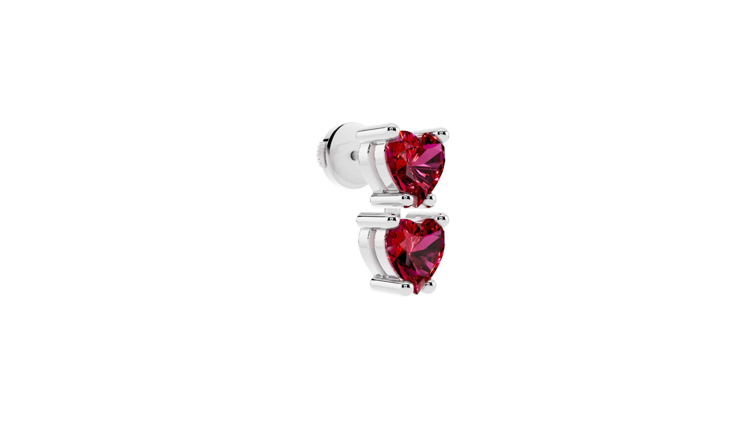 Boucle d’oreille Double Hearts Red