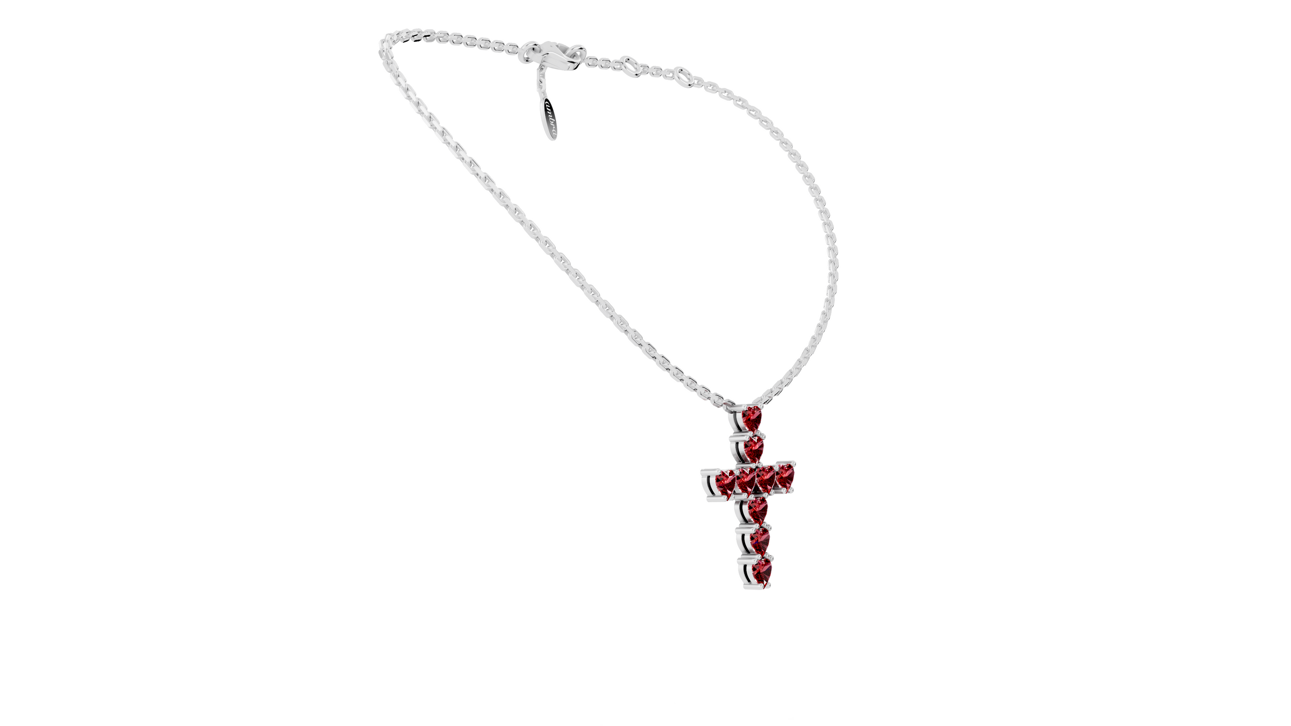 Collier Cross Hearts Red
