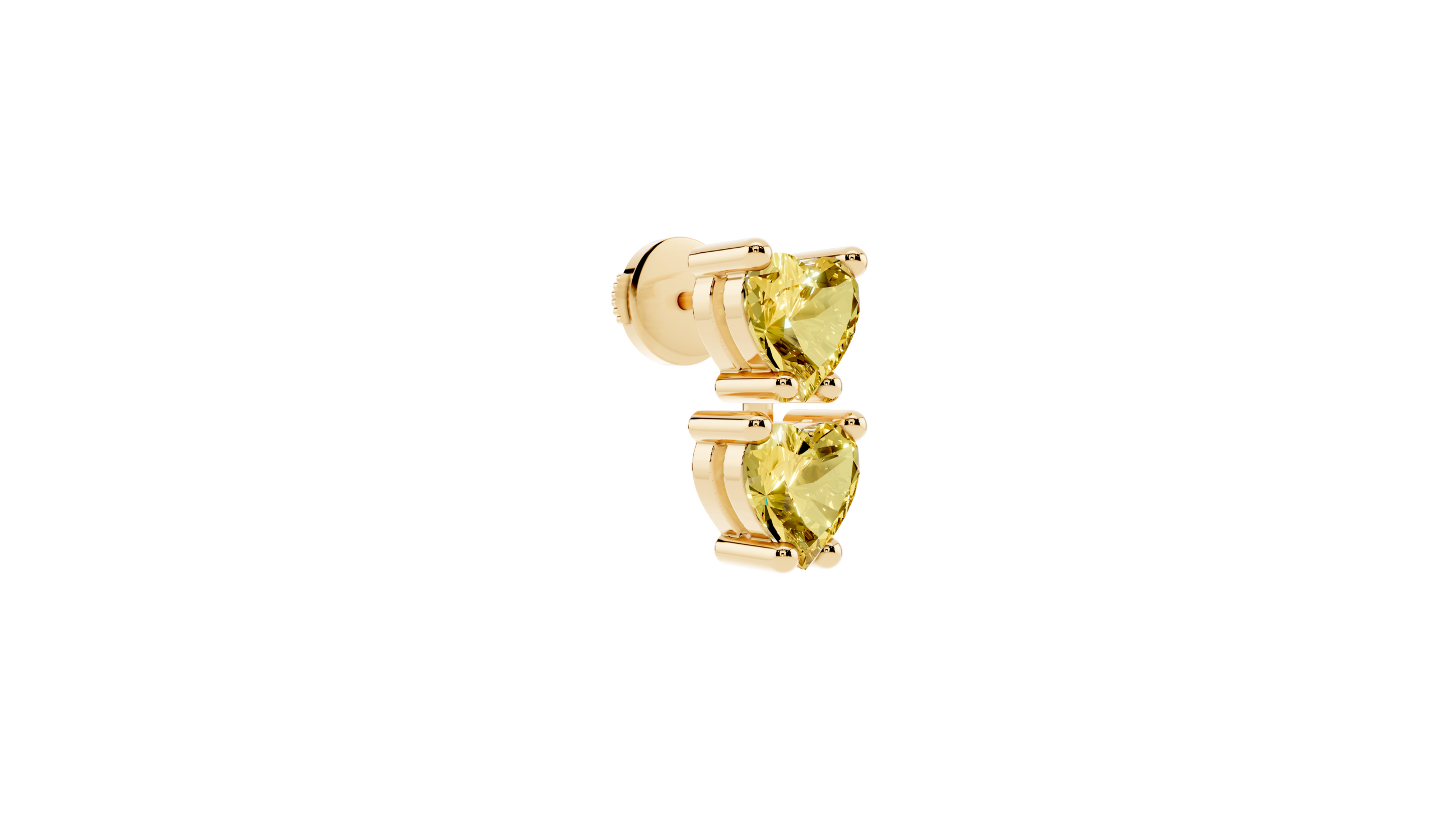 Boucle d'oreille Double Hearts Yellow