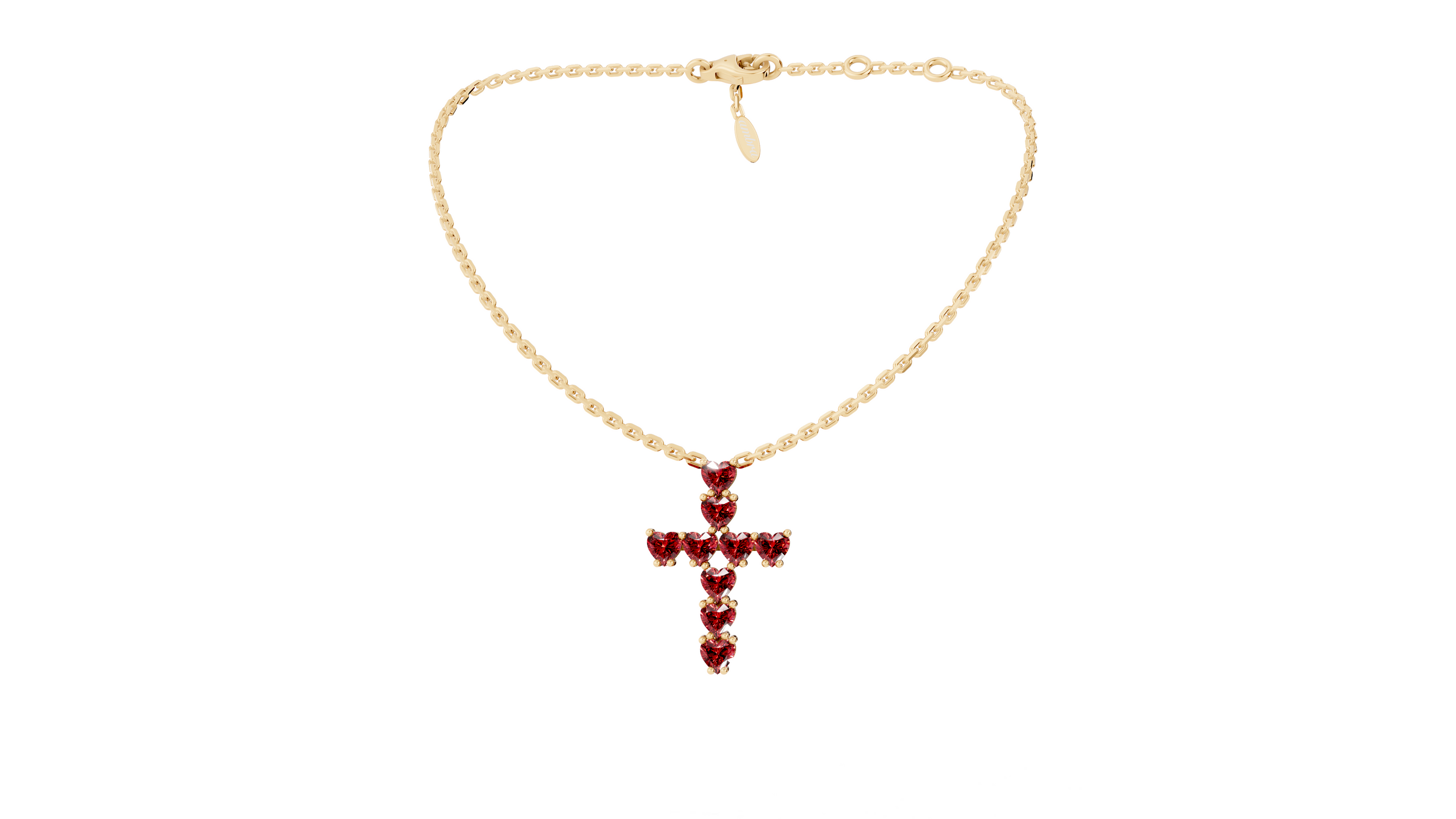 Collier Cross Hearts Red