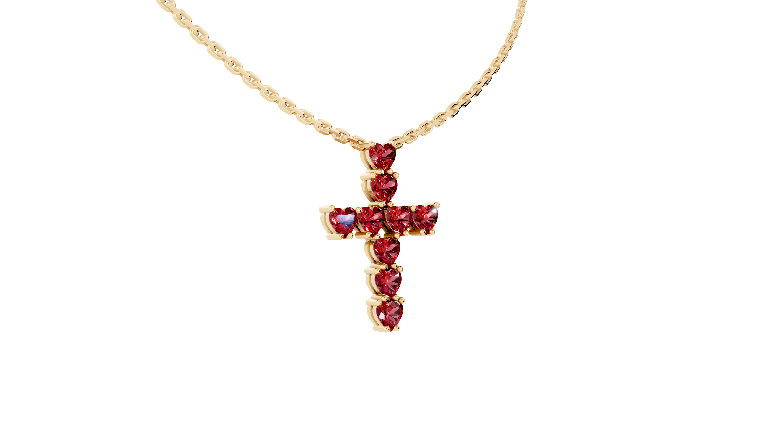 Collier Cross Hearts Red