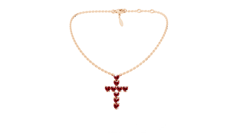 Collier Cross Hearts Red