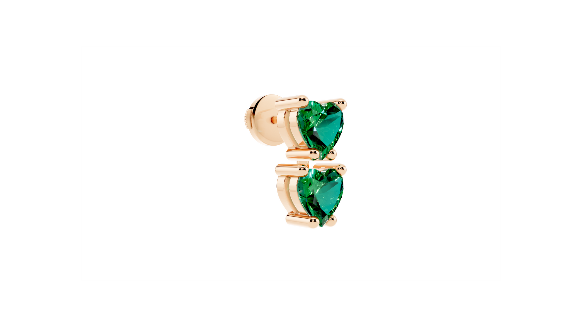 Boucle d'oreille Double Hearts Green