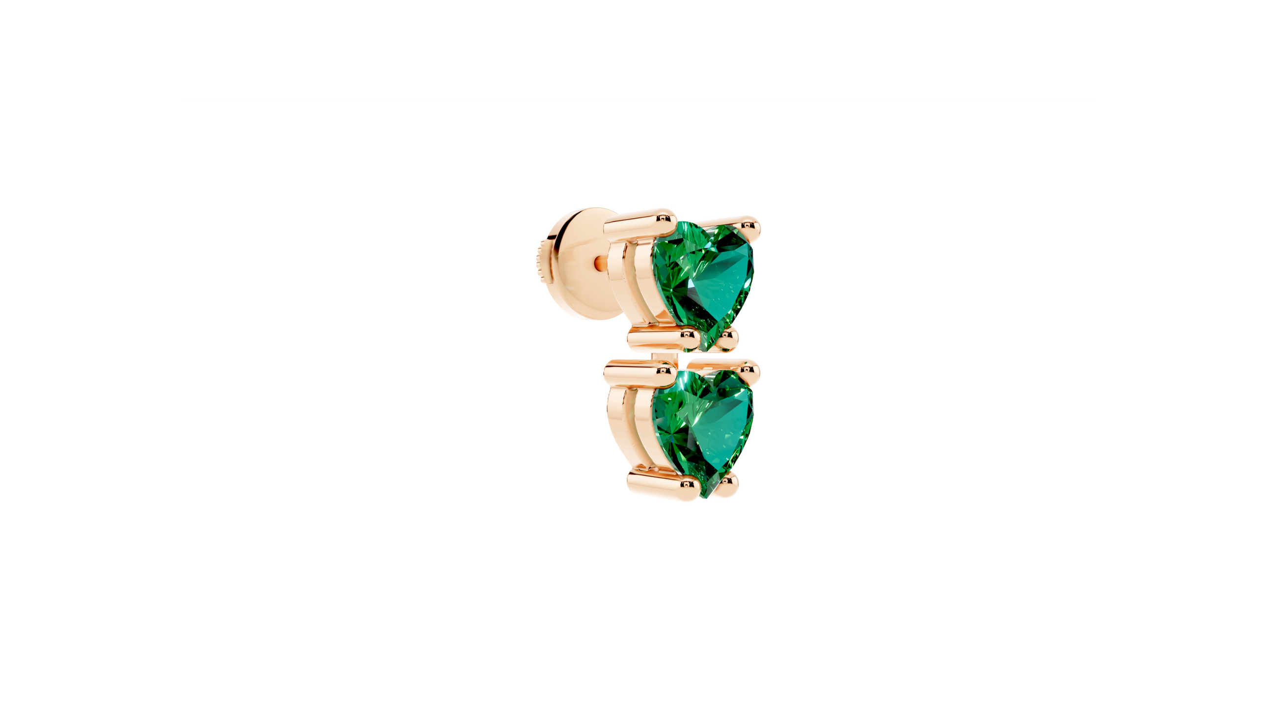 Boucle d'oreille Double Hearts Green