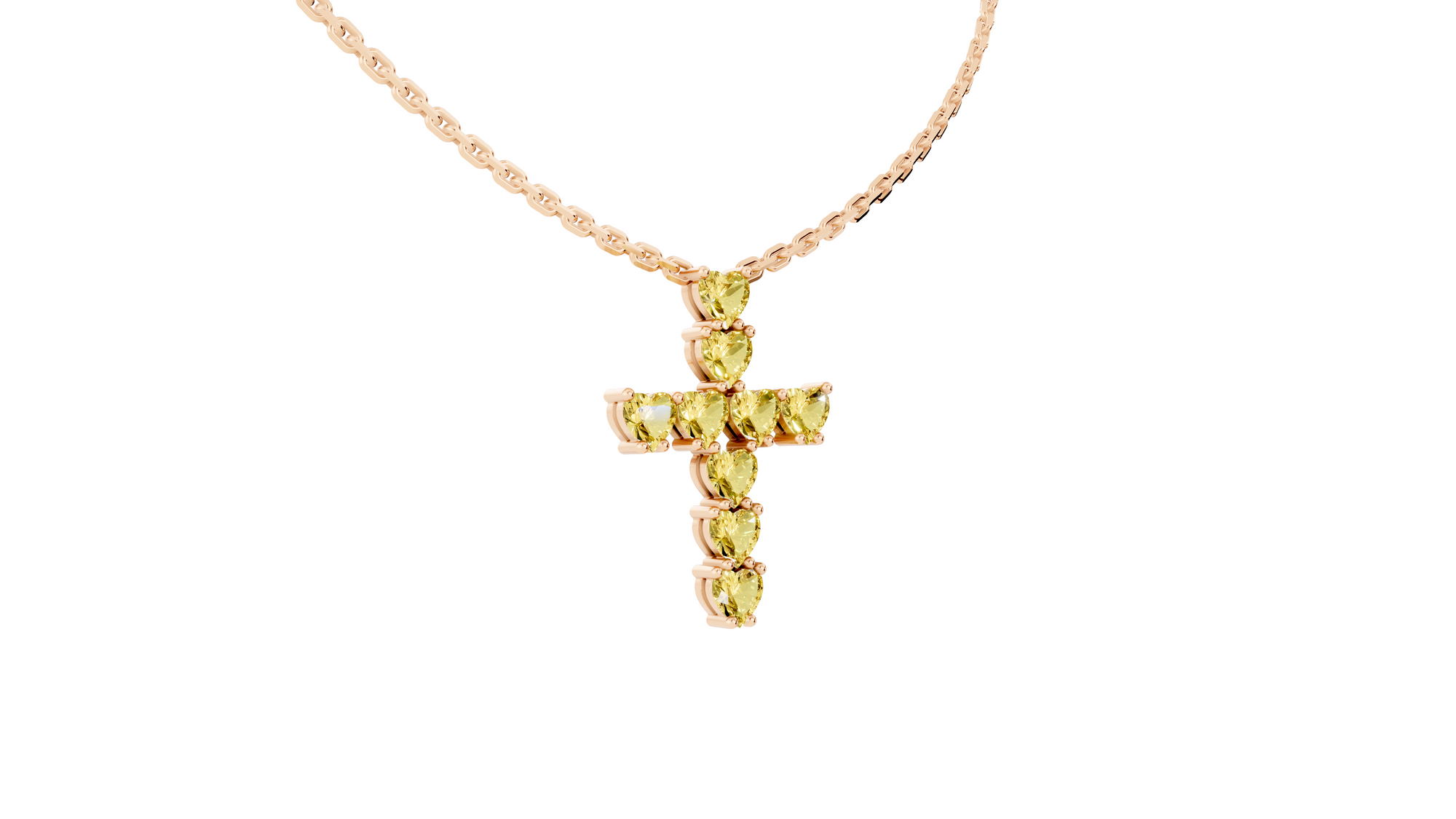 Collier Cross Hearts Yellow