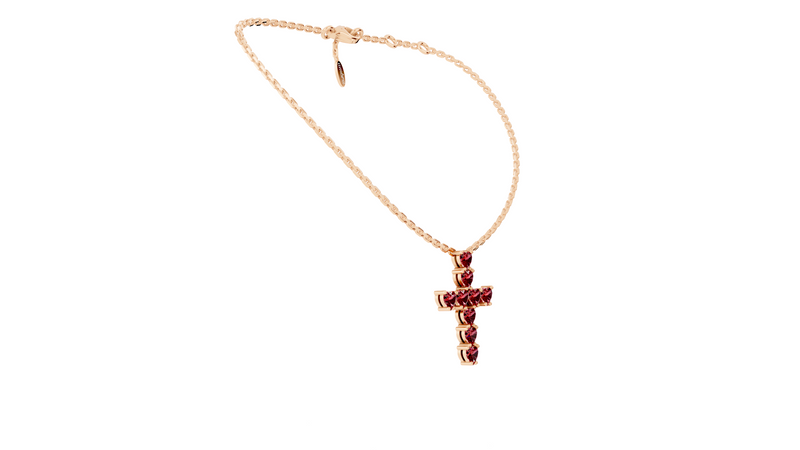 Collier Cross Hearts Red