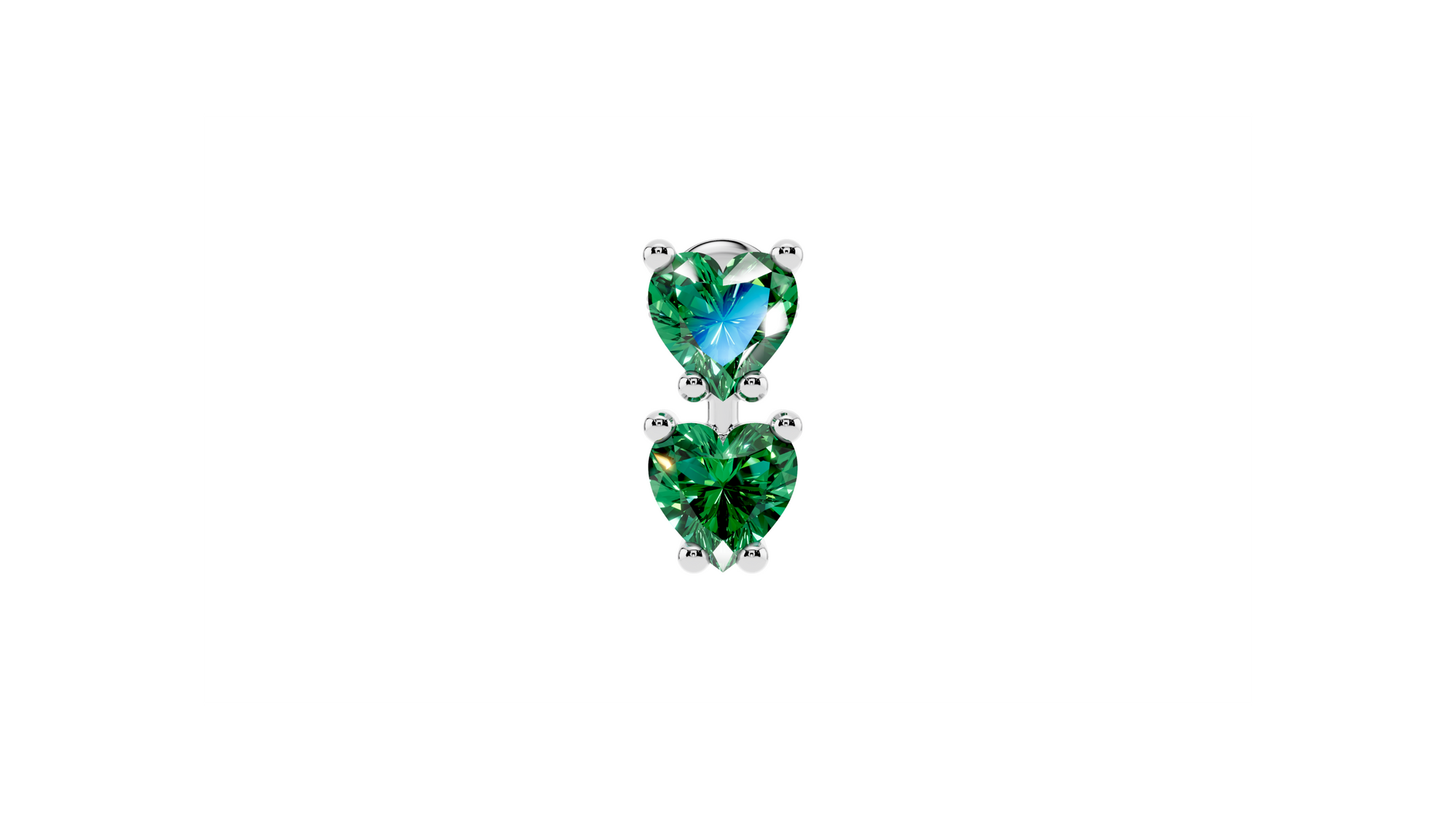 Boucle d'oreille Double Hearts Green