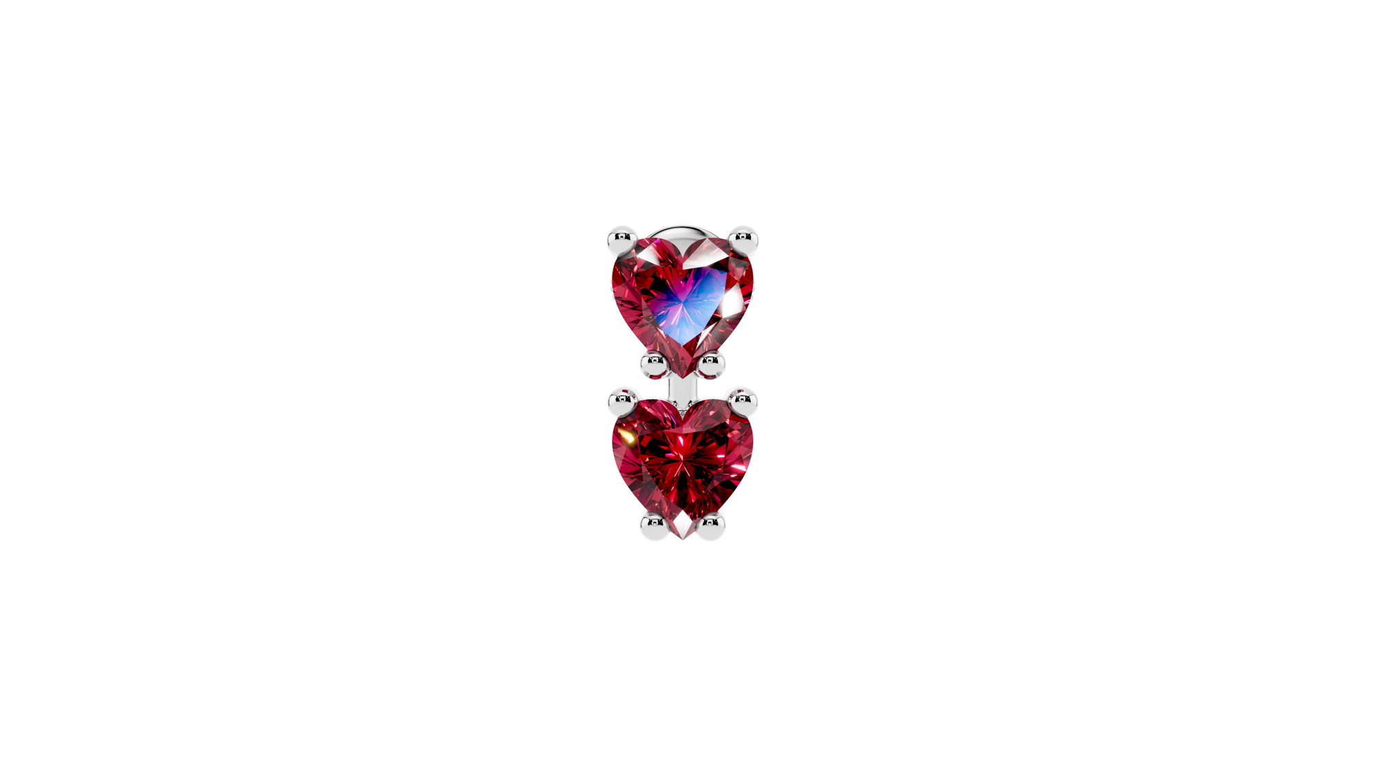 Boucle d’oreille Double Hearts Red
