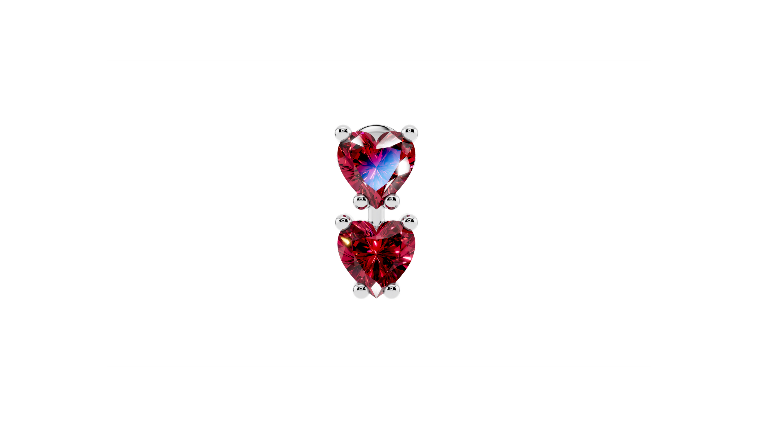 Boucle d’oreille Double Hearts Red