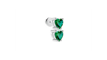 Boucle d'oreille Double Hearts Green