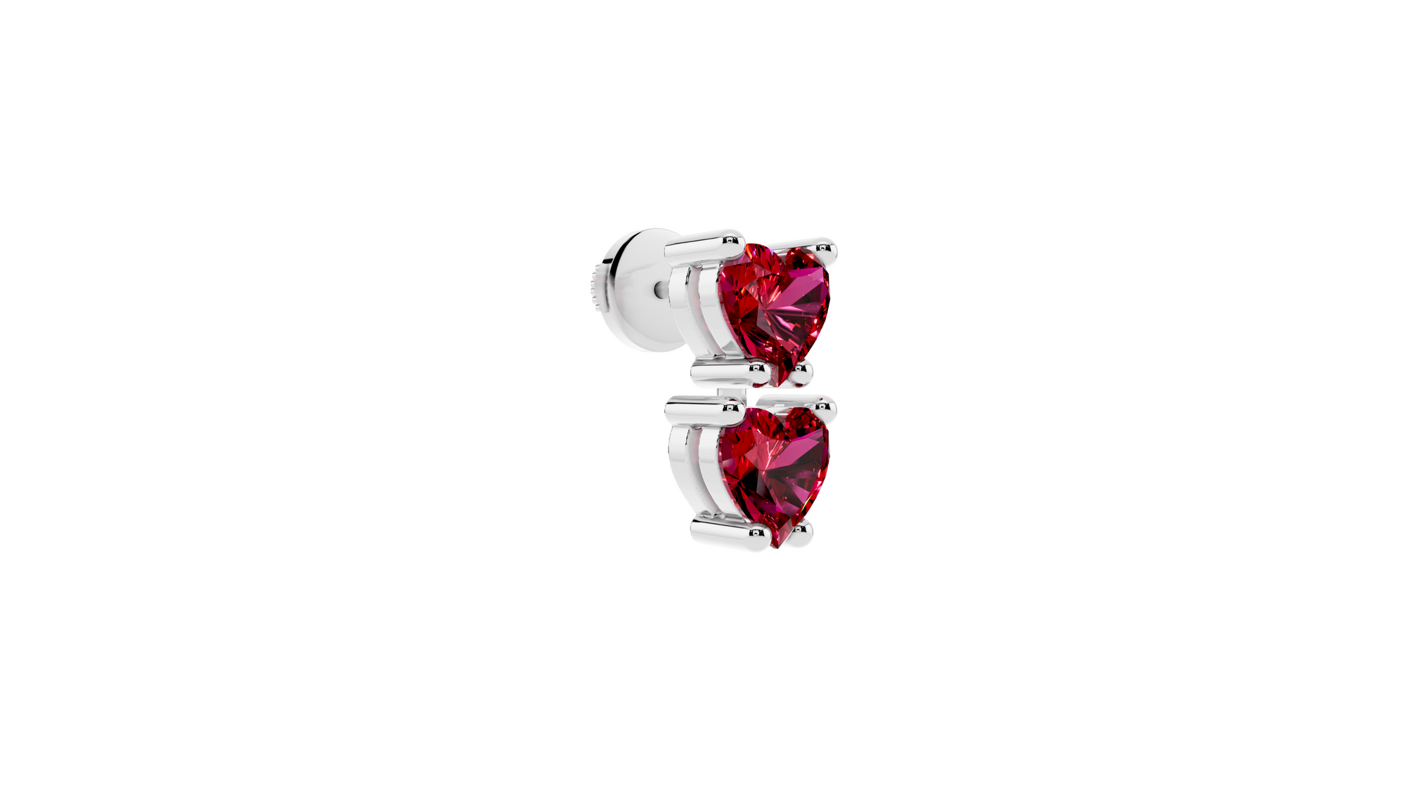 Boucle d’oreille Double Hearts Red