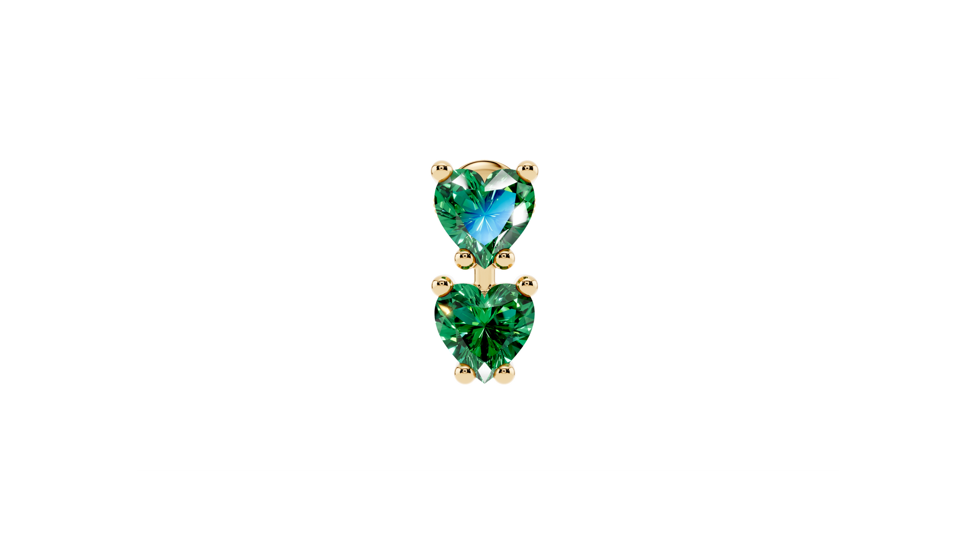Boucle d'oreille Double Hearts Green