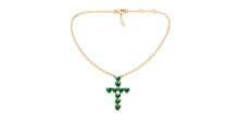 Collier Cross Hearts Green