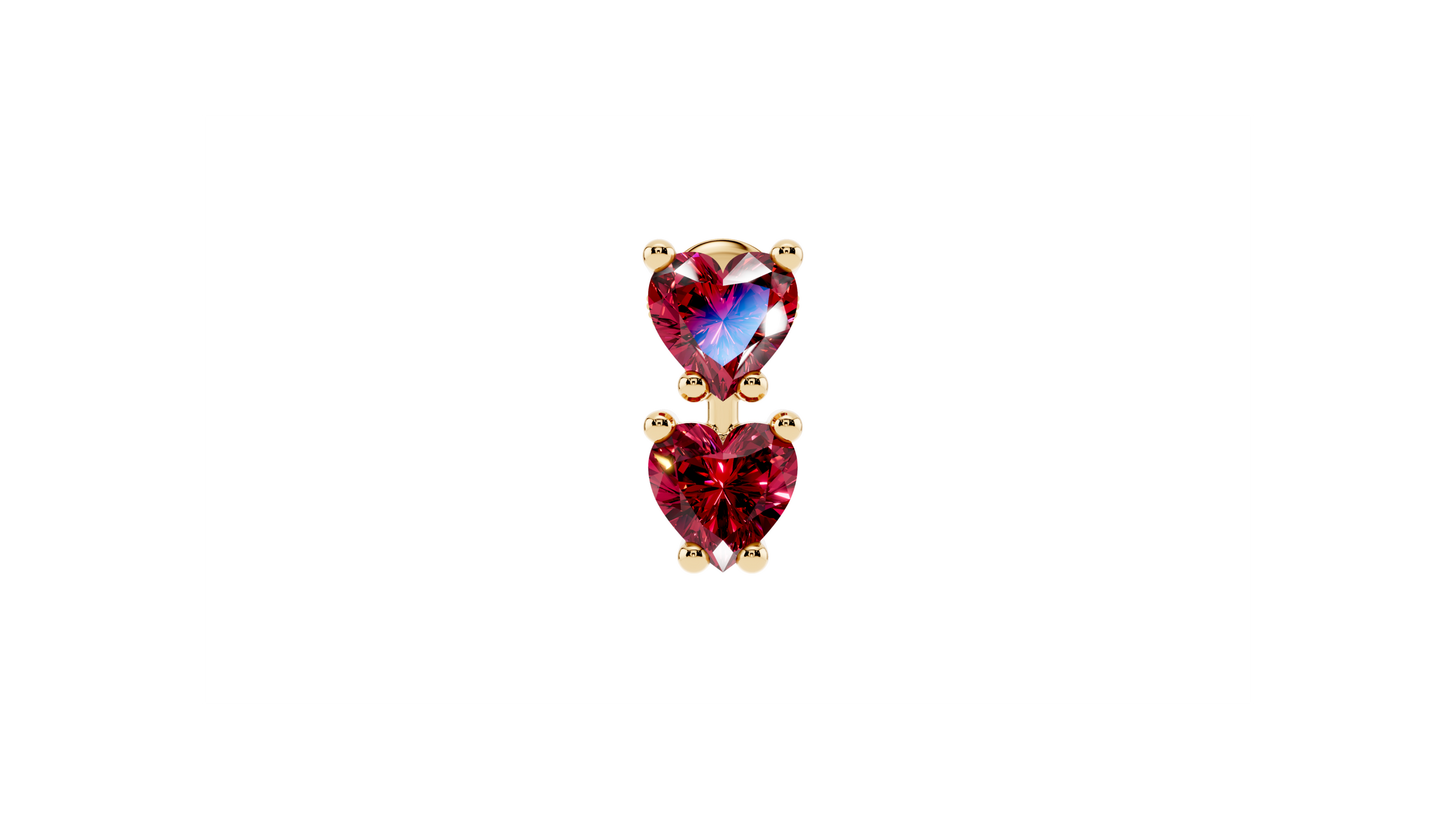 Boucle d’oreille Double Hearts Red