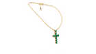 Collier Cross Hearts Green