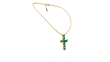 Collier Cross Hearts Green