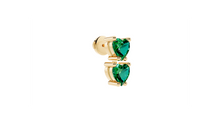 Boucle d'oreille Double Hearts Green