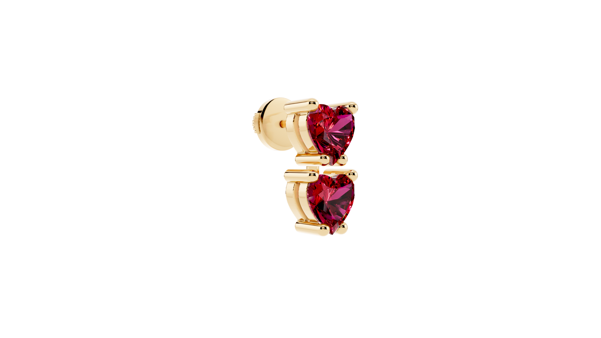 Boucle d’oreille Double Hearts Red