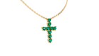 Collier Cross Hearts Green