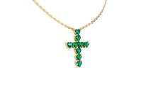 Collier Cross Hearts Green